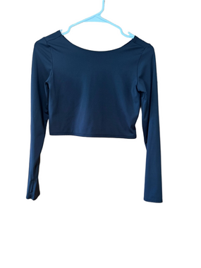 Old Navy Black Long Sleeve Crop Top Boat Neck